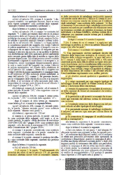normativa italiana vuoto a rendere 2022 estratto dalla Gazzetta Ufficiale (scarica il PDF)