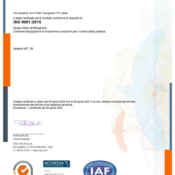 Eurven ISO 9001:2015 certificate