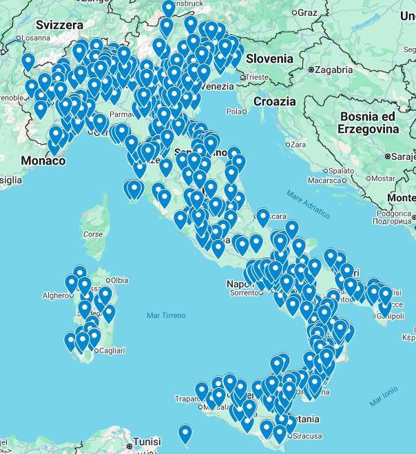 Mappa delle installazioni Eurven in Italia