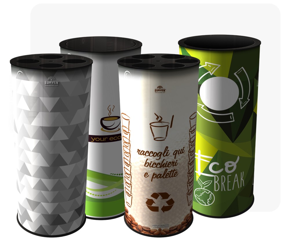 R-Cups impilatore di bicchieri e raccolta palette per aree ristoro aziendali